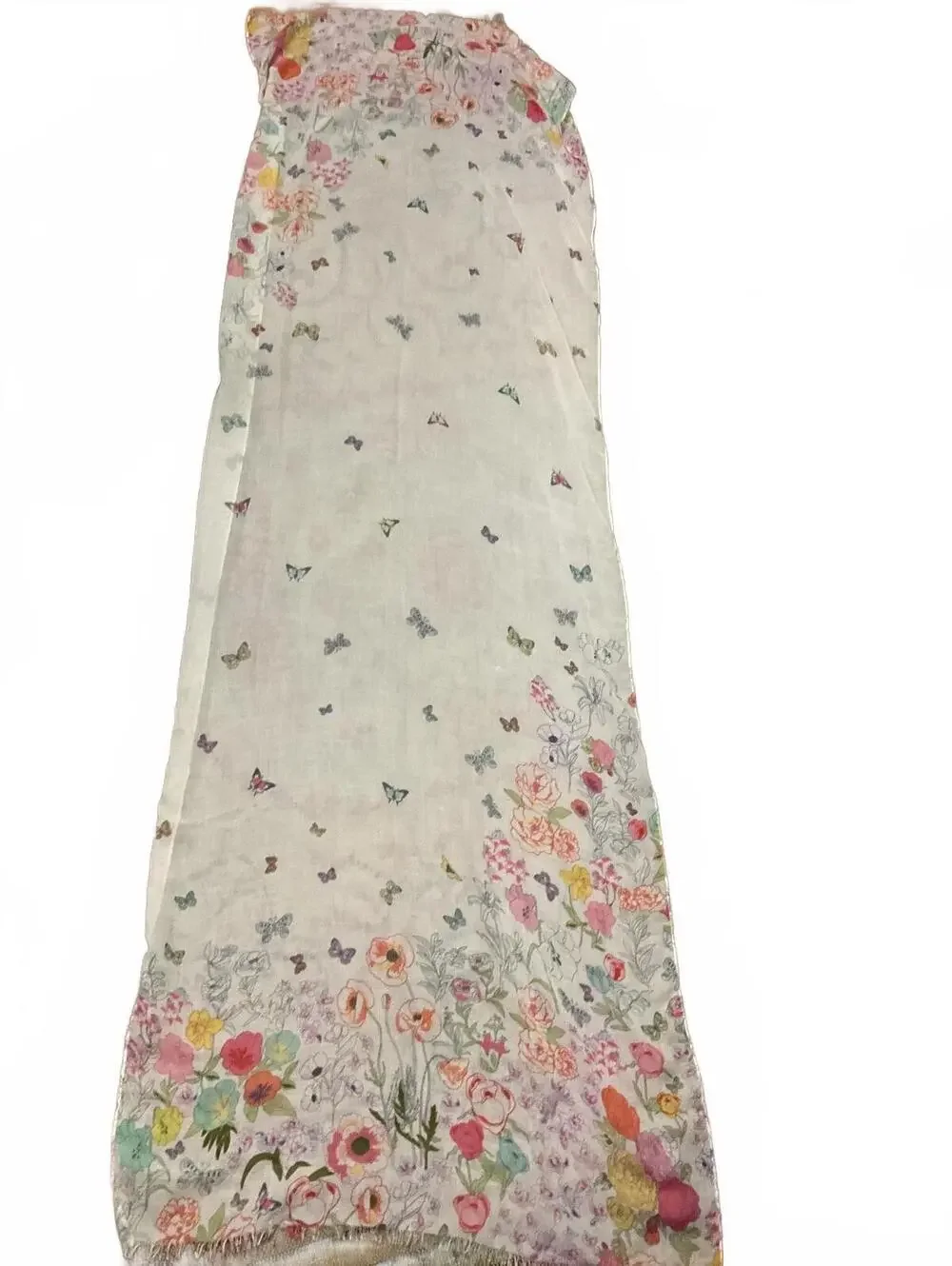 Lightweight Floral and Butterfly Print Shaw/Wrap